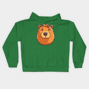 Cartoon illustration of small orange capybara Kids Hoodie